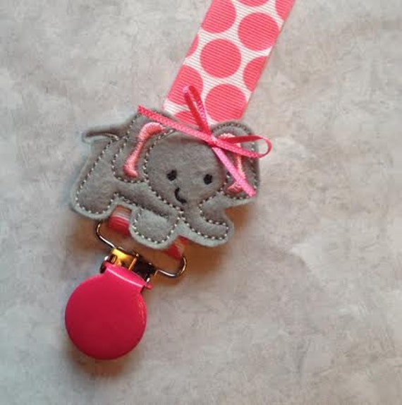 Pacifier Clip Little Elephant Gray and Bright by ForTheLovetlc