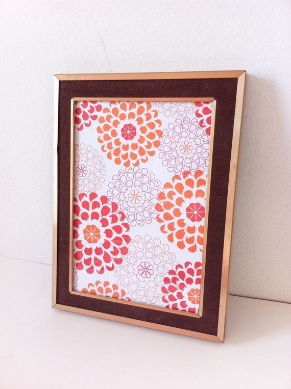 Gold Vintage Picture Frame Brown Velvet Matting Wall by RetroTiles