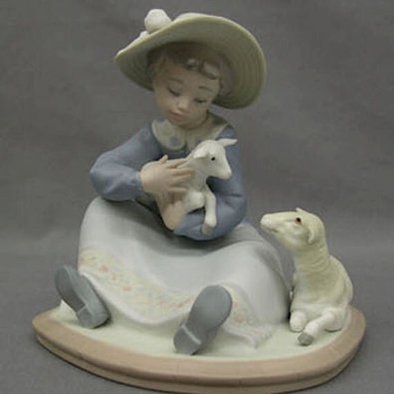 Lladro Figurine Lambkins Model 5469 Girl with Lamb From