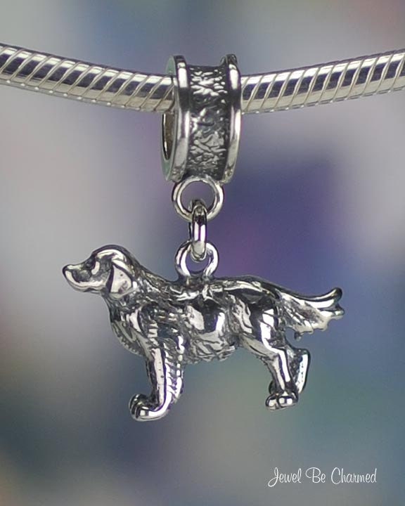 Sterling Silver Golden Retriever Charm or European Charm