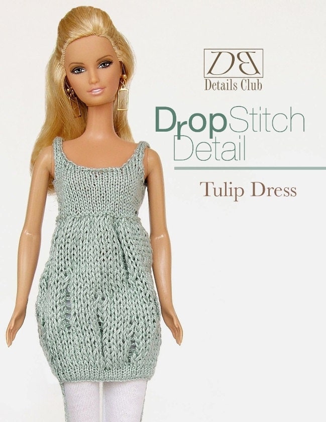 Knitting pattern for 11 1/2 inch fashion doll: Tulip Dress