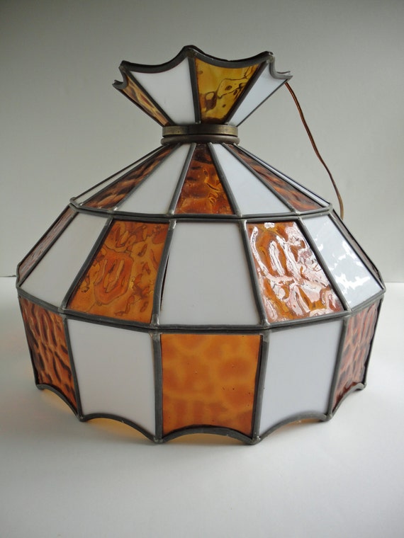 Large stained glass vintage lamp fixture by HistoricalVintage