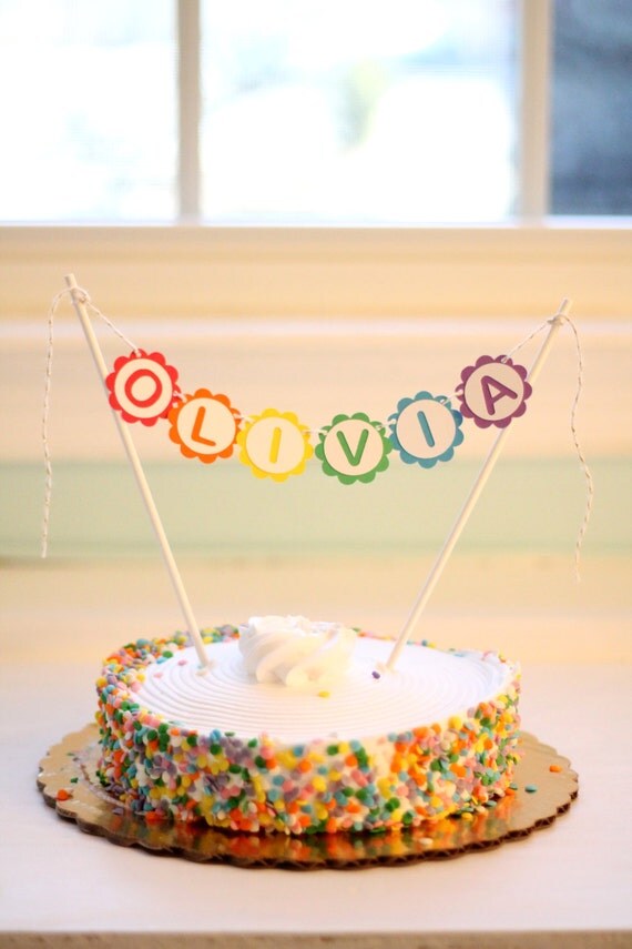 Download Personalized Rainbow Cake Topper Banner