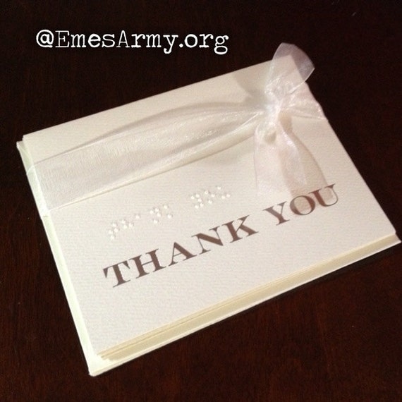 Braille and Print Thank You Cards