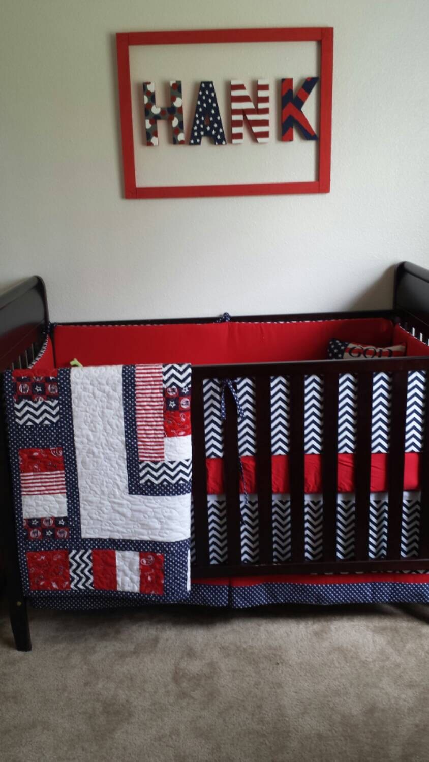 4 Piece Custom Crib Bedding Quilt bedskirt Monogrammed