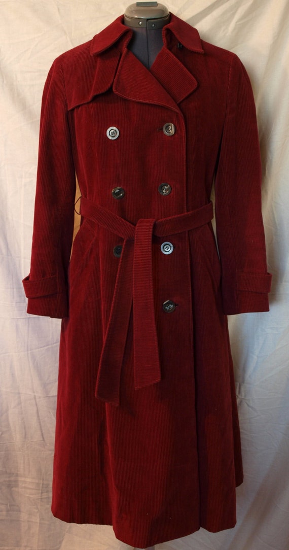 Vintage Aquascutum Long Trench Coat Sz 8 modern S Corduroy