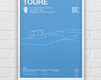 Manchester City - Yaya Toure vs Man United, Giclee Print