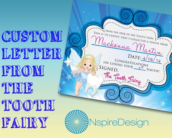 letter from the tooth fairy personalized printable