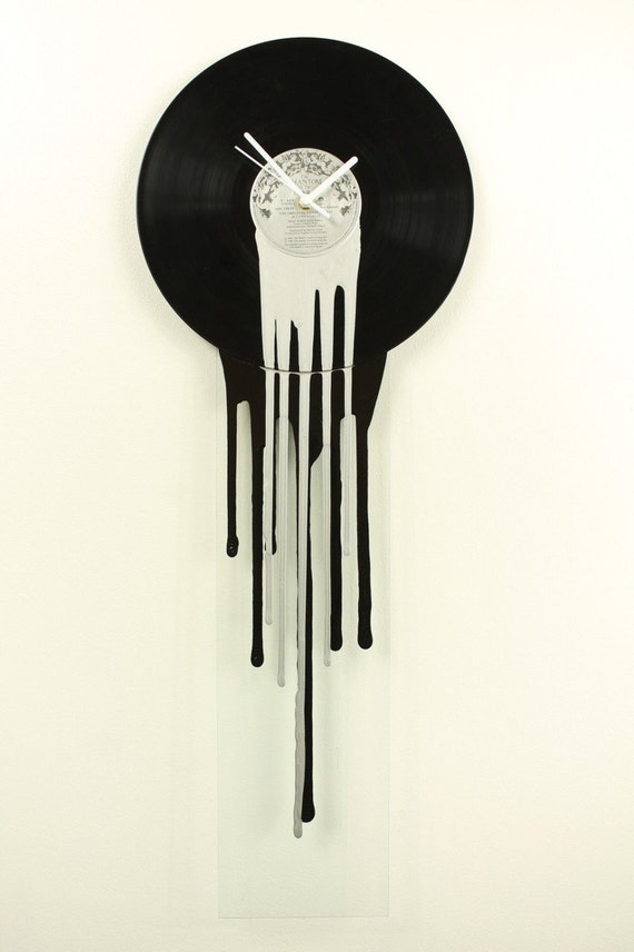 Melting Record clock Vinyl clock 12 inch Record by ReformationsUK