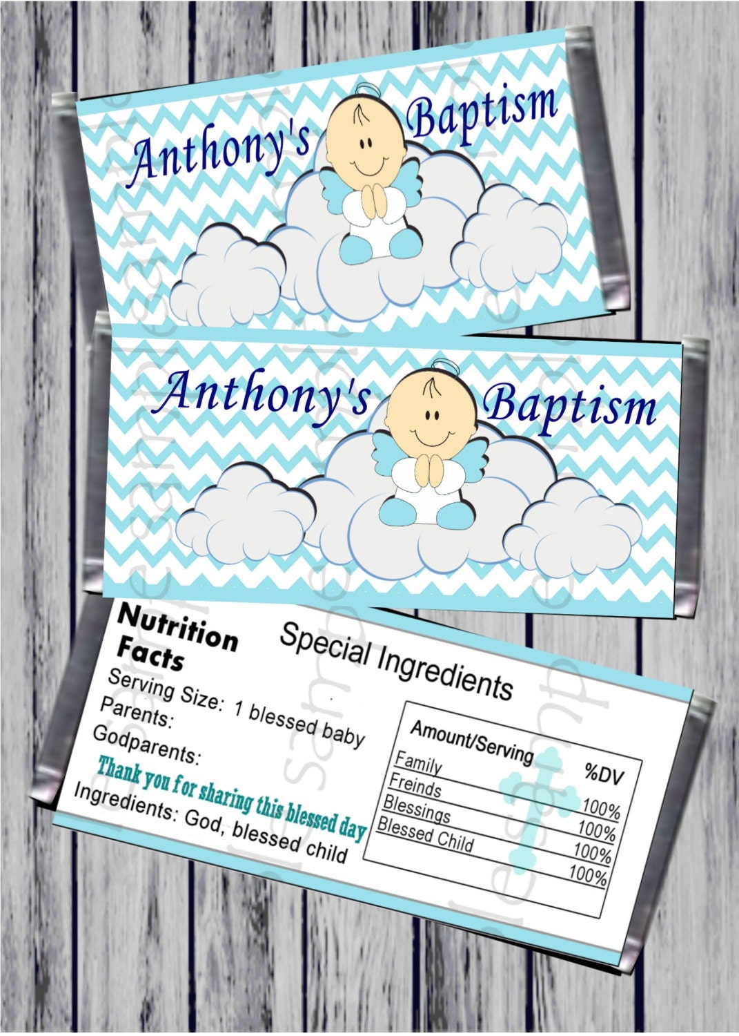 Printable Baptism Candy bar wrapper by PartyPaloozza on Etsy