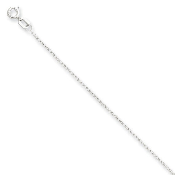 14K Solid White Gold 1 mm Polished Cable Rope Necklace Chain Spring ...