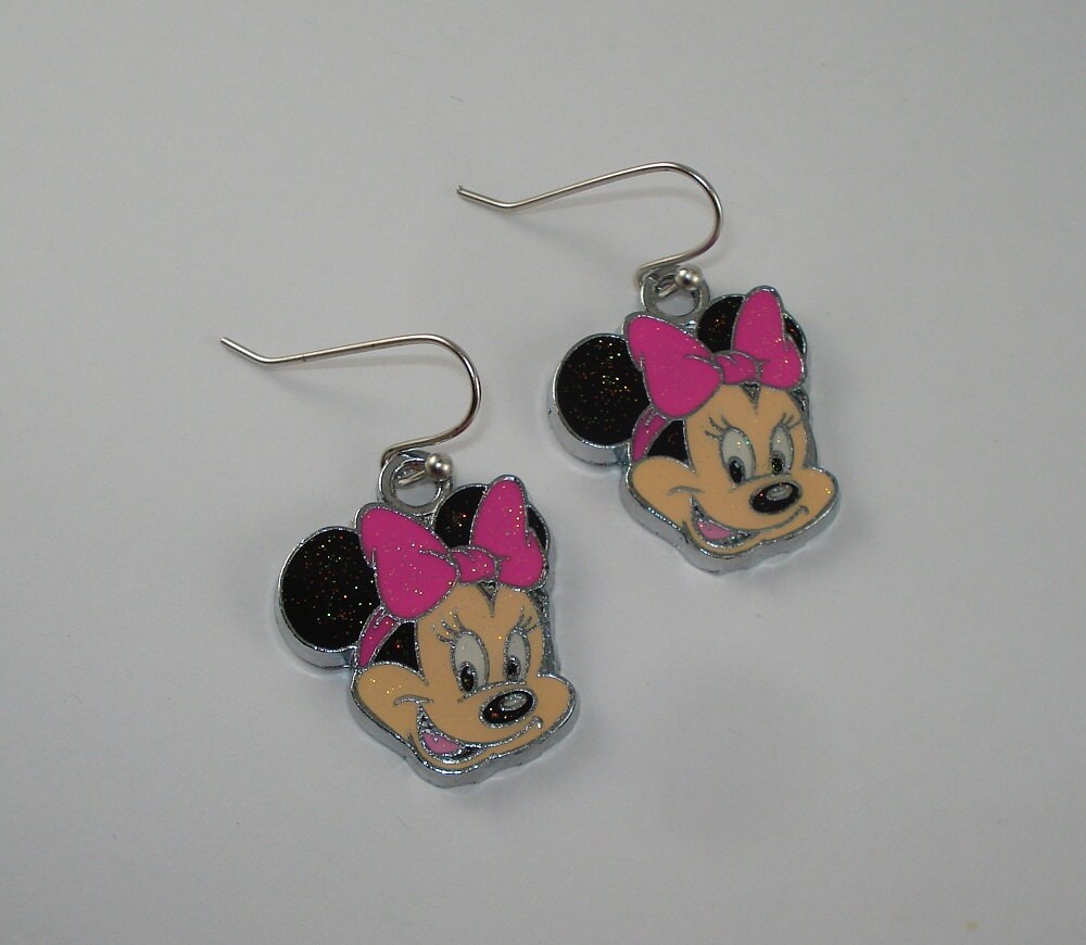 Minnie Mouse charm earrings childrens jewelry by CharmsForChildren