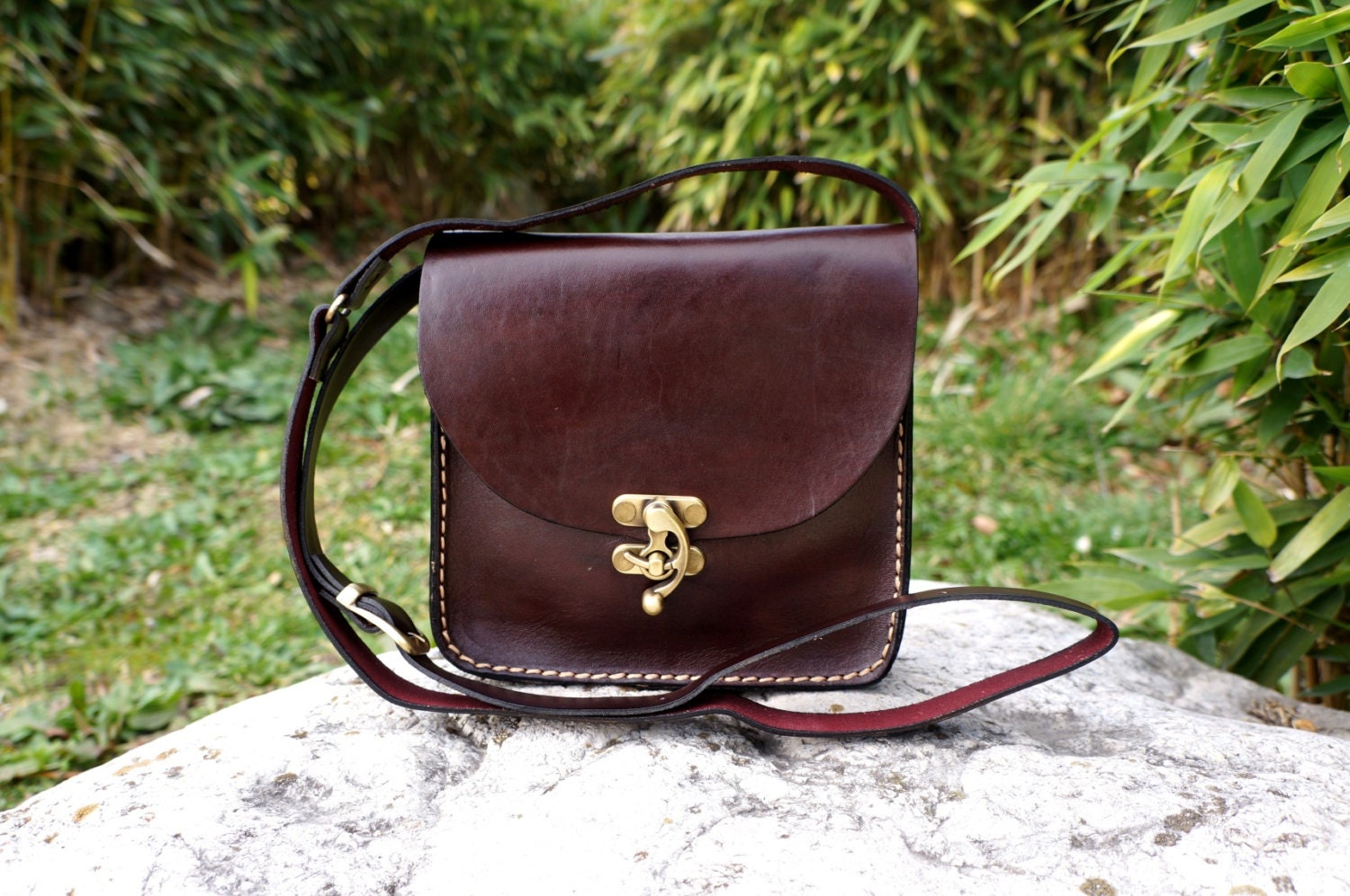 Dark brown Leather messenger bag by GalenLeather on Etsy