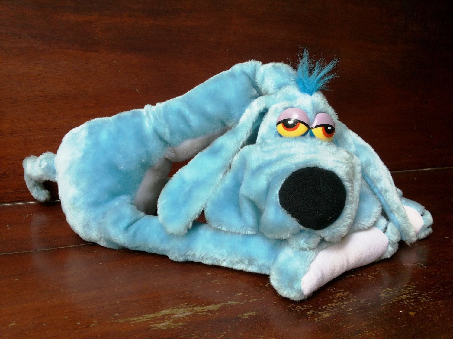 stuffed blue puppy