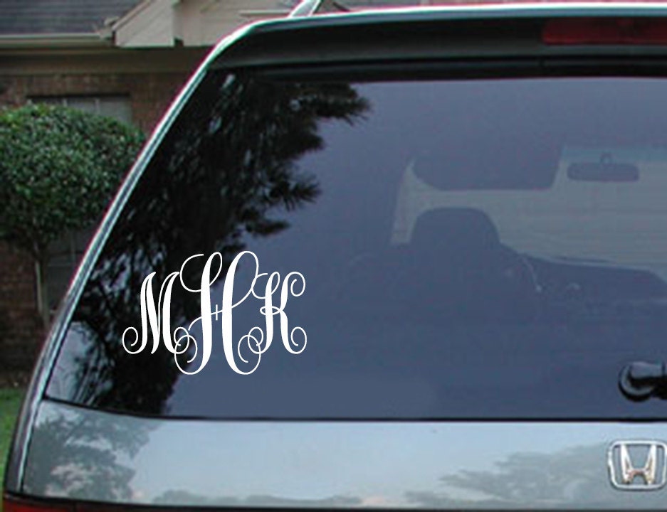 Monogram Car Window Decal Initials Car Window by JensVinylDecals
