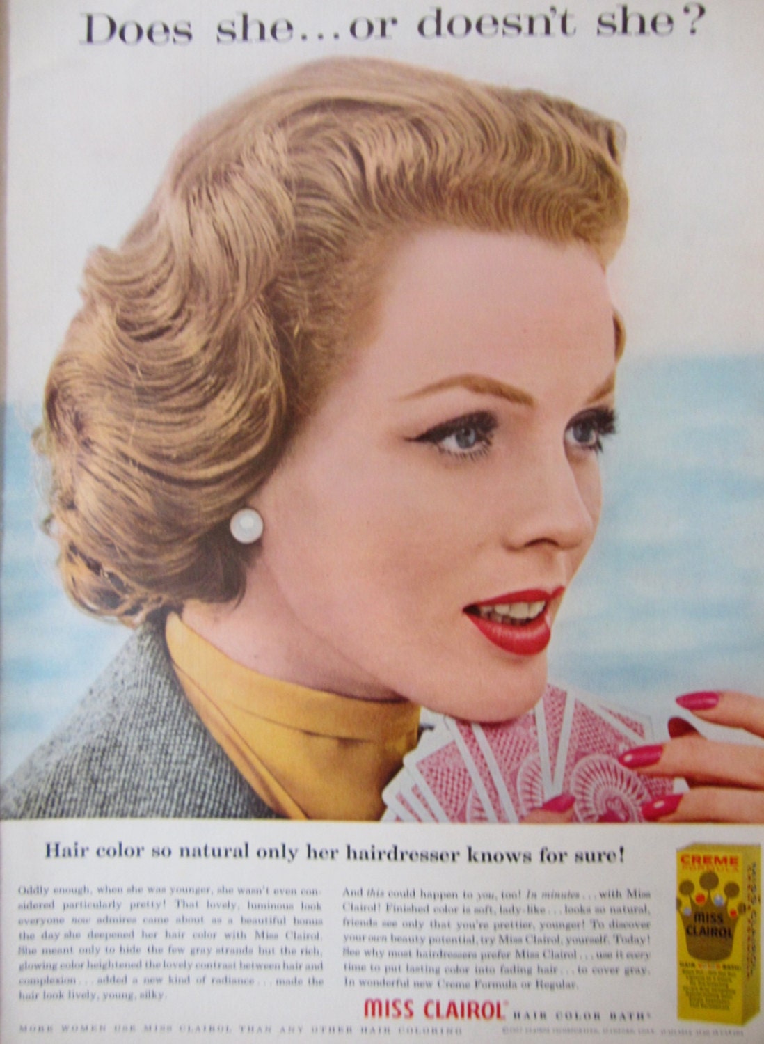 1957 Miss Clairol Hair Color Vintage Advertisement Bathroom