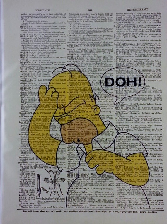 Homer Simpson DOH Dictionary Art
