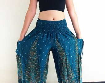 Women Trouser Pants Yoga Pants Aladdin Pants Maxi Pants Boho Pants Gypsy Pants Rayon Pants Clothing Trouser Teal Green (TS24)