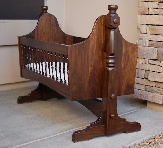 Items similar to Solid Walnut Cradle heirloom custom baby cradle on Etsy