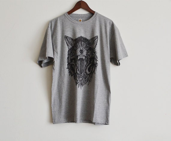 FINAL SALE Wolf t-shirt mens t shirt animal wolf by makemaketees