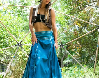 Gypsy Skirt, Tribal Skirt, Wrap Long Skirt, Summer Spring Funky Clothing, Hippie, Fairy, Dance Skirt, One Size, Cotton Skirt, Turquoise