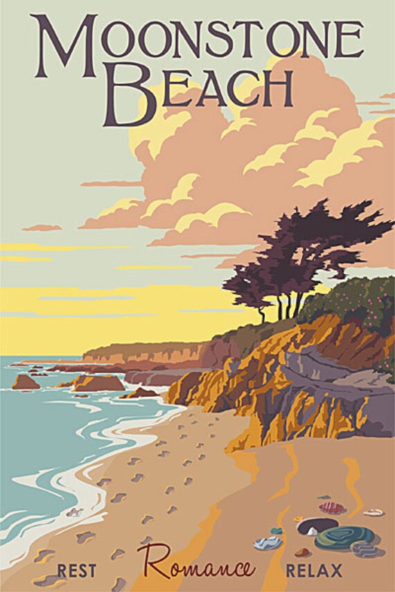 Moonstone Beach Art Deco Travel Poster