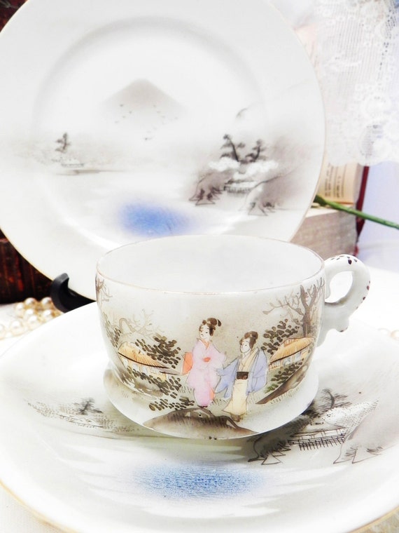 Vintage Japanese Bone China Tea Set Trio English by FairlyRandom