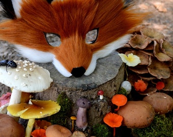 Faux Fur Fox Mask, handmade by Spirit Parade