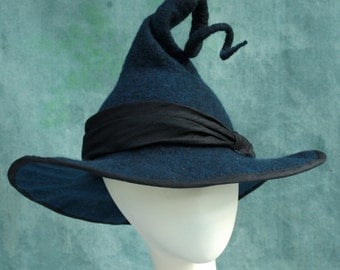 Witch Hat - Black Witch Hat - Curly Witch Hat - Pointed Witch Hat - Felt Witch Hat - Witch's Hat