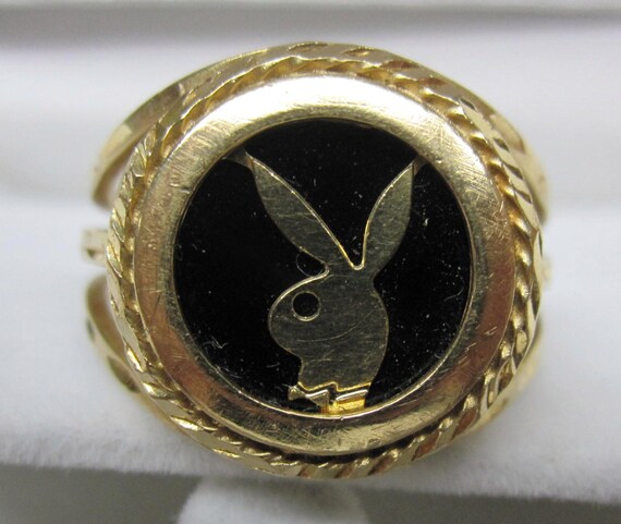 14kt Gold Onyk Playboy Bunny Men's Ring