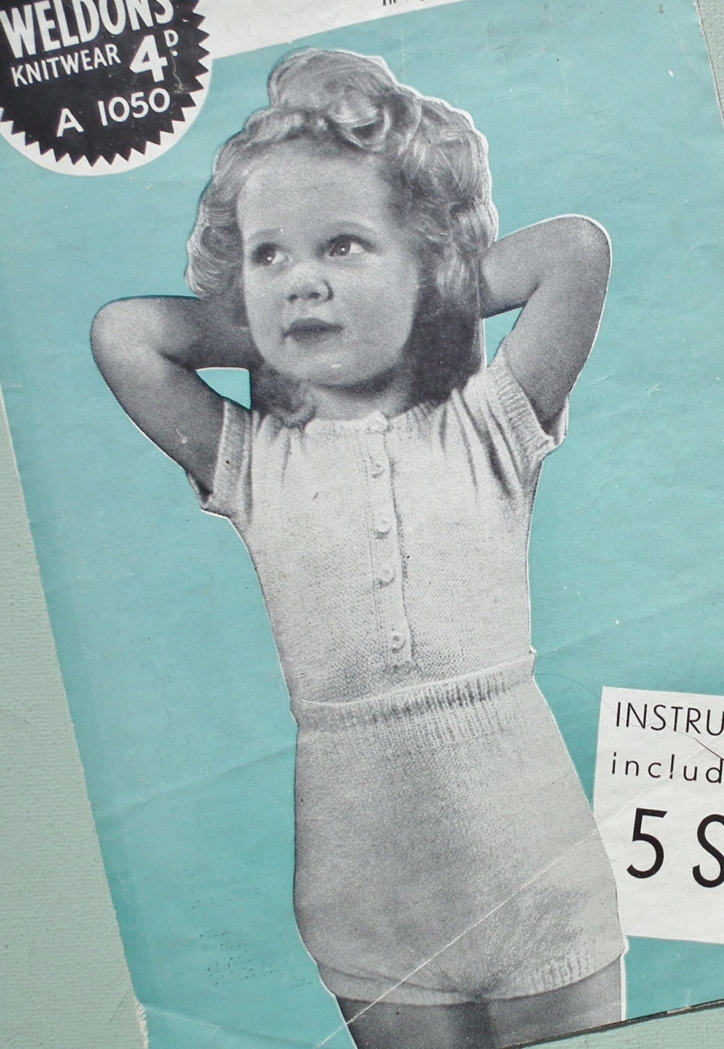 Vintage 50s Knitting Pattern Child's Girl's Undies Underwear Vest and