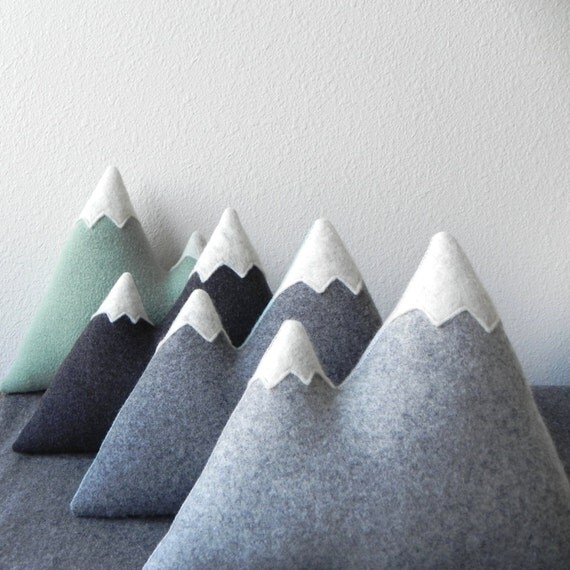 the Peaks - ORIGINAL wool mountain pillow - Made To Order