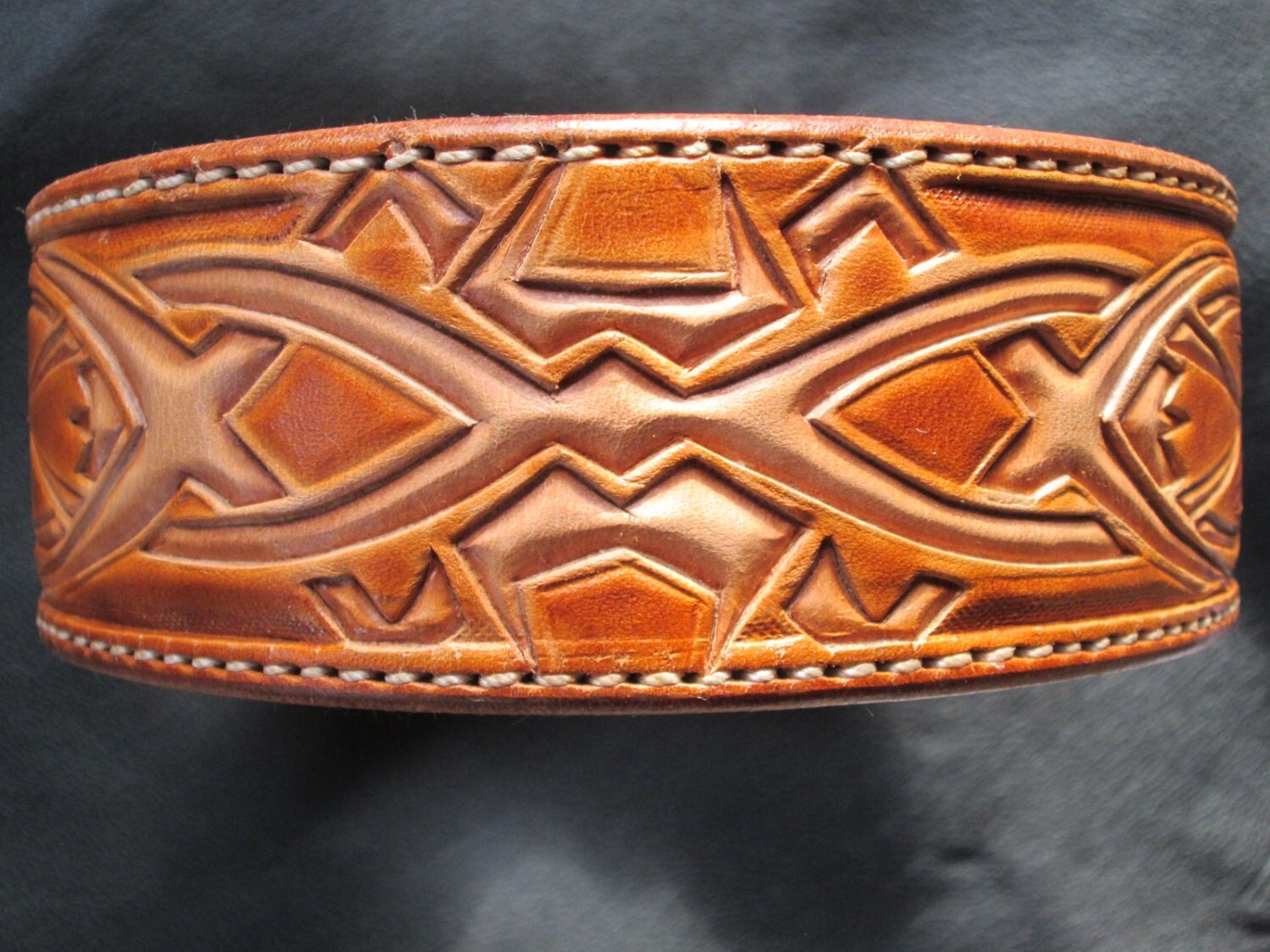 Large Leather Dog Collar Celtic Style Design By AcrossLeather