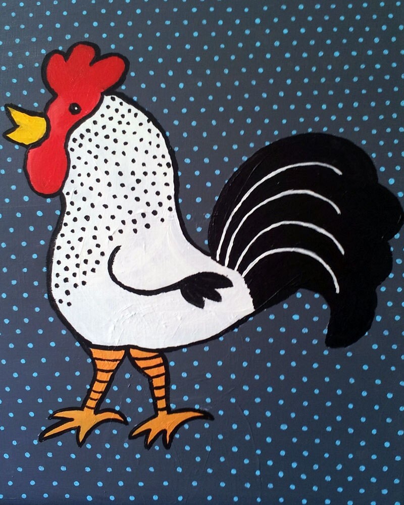 Folk Art Rooster Painting