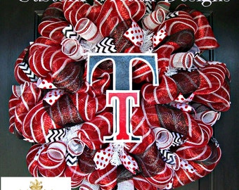 Deco Mesh Texas Tech Fan Wreath, deco mesh wreath, wreath, football wreath