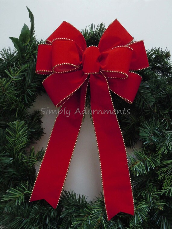 Traditional Red Velvet Christmas Bow Red Velvet Wreath Bow Red