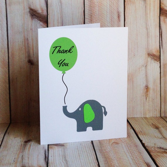 Elephant Thank You Cards, Baby Shower, Handmade Invitation, Note Card Set Il_570xn