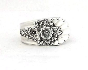 Spoon Ring Jubilee 1953, Bouquet of flowers, Snowdrop, Violet, Daisy, Sunflower, Anniversary Birthday Gift, Size 8 9 10 11 12 13