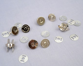 20 Silver 14mm Metal Magnetic Snaps Nickel Plated