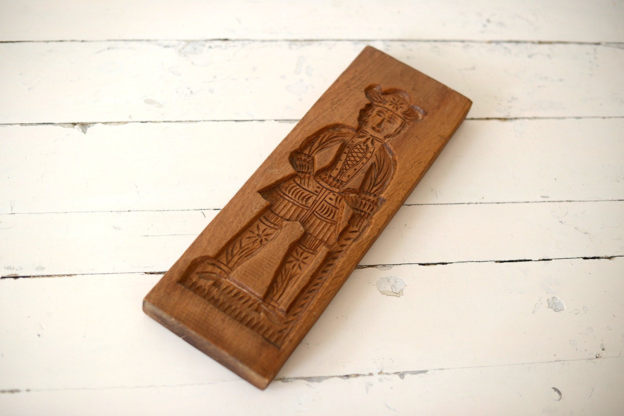 Antique Wood Cookie Mold Gingerbread Speculaas Hand carved