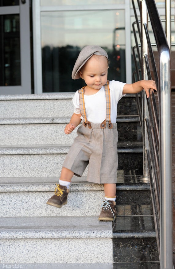 Toddler boy outfit Baby boy newsboy hat Baby shorts with
