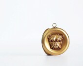 Antique Bulldog Locket with Garnet Eyes - Victorian Edwardian Antique Bulldog Locket with Garnet Eyes - Victorian Edwardian