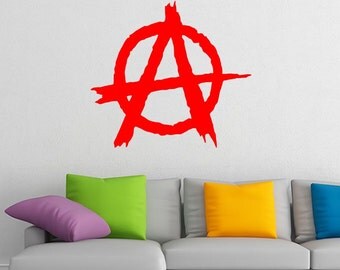 Anarchy logo vinyl wall decal + your name GIFT decal