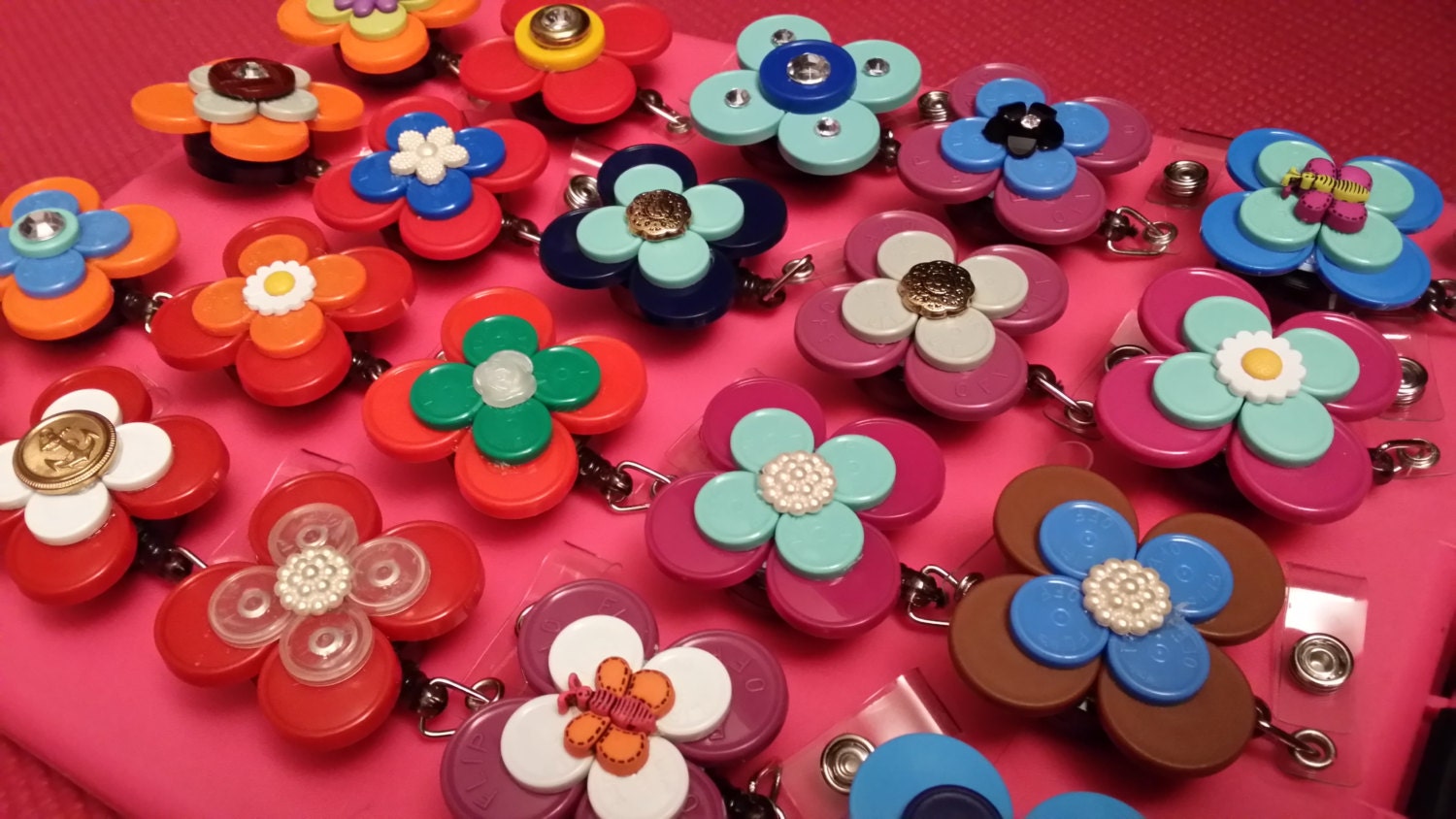 Medication Vial Caps Retractable ID badge holder by HavenKnots