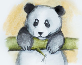 Panda Art Print, Panda Bear Picture, Panda Watercolor, Bear Art Print ...