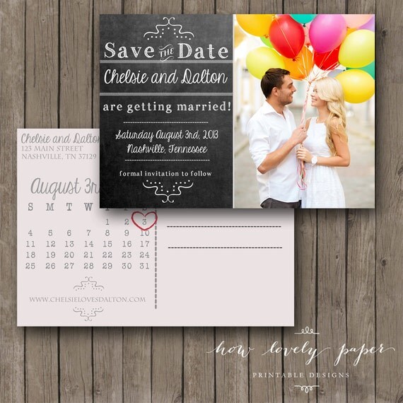 Printable Save the Date Postcard the Emma Collection