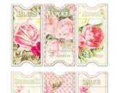 Digital vintage floral tickets / shabby chic / ephemera collage sheet / three sizes / downloadable, printable / wedding DIY Il_170x135