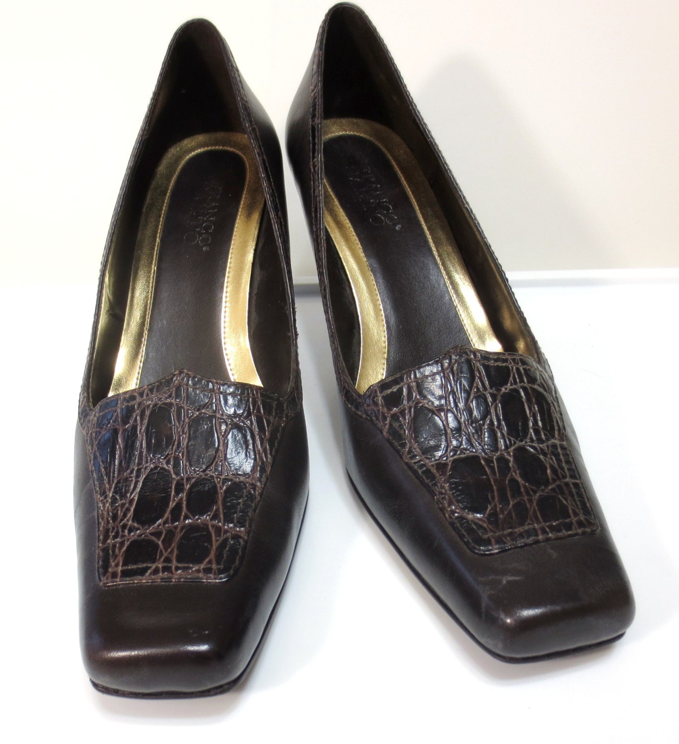 Franco Sarto Shoes, Brown Snakeskin Leather Shoes, Embossed Leather, 10 ...