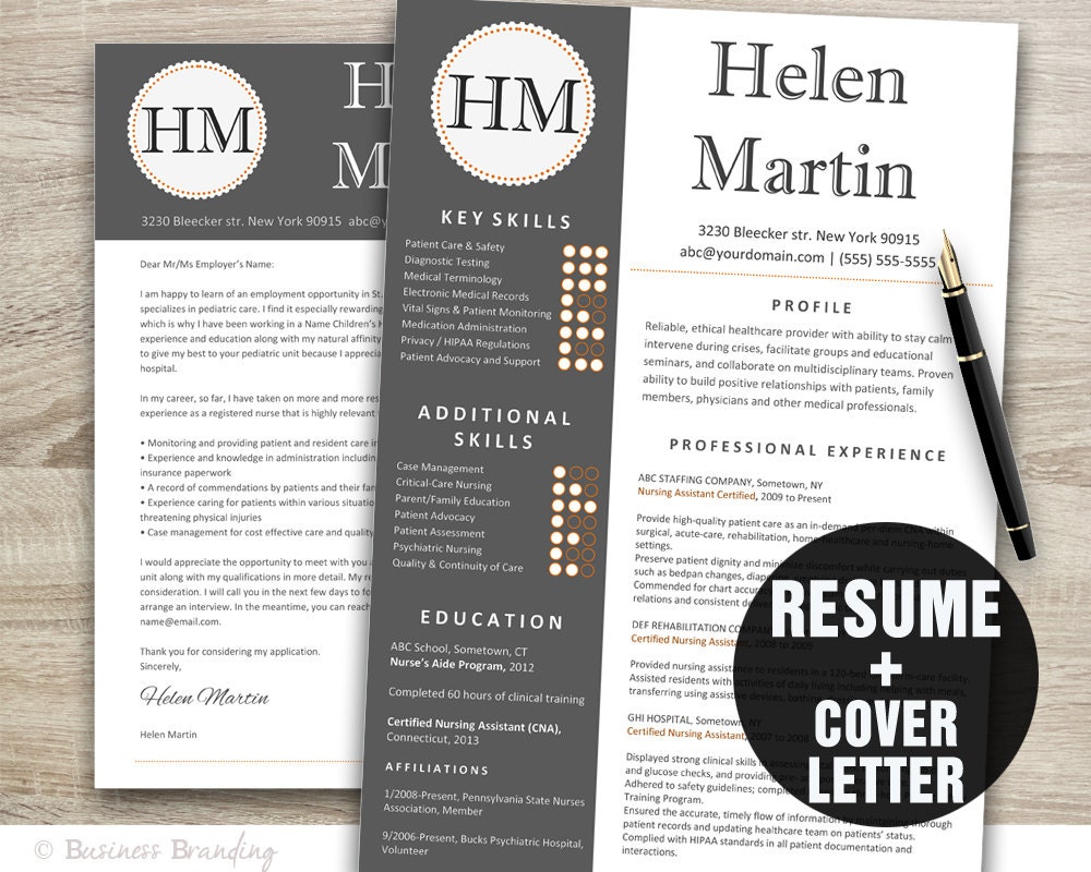 classy resume template    instant download resume cover letter