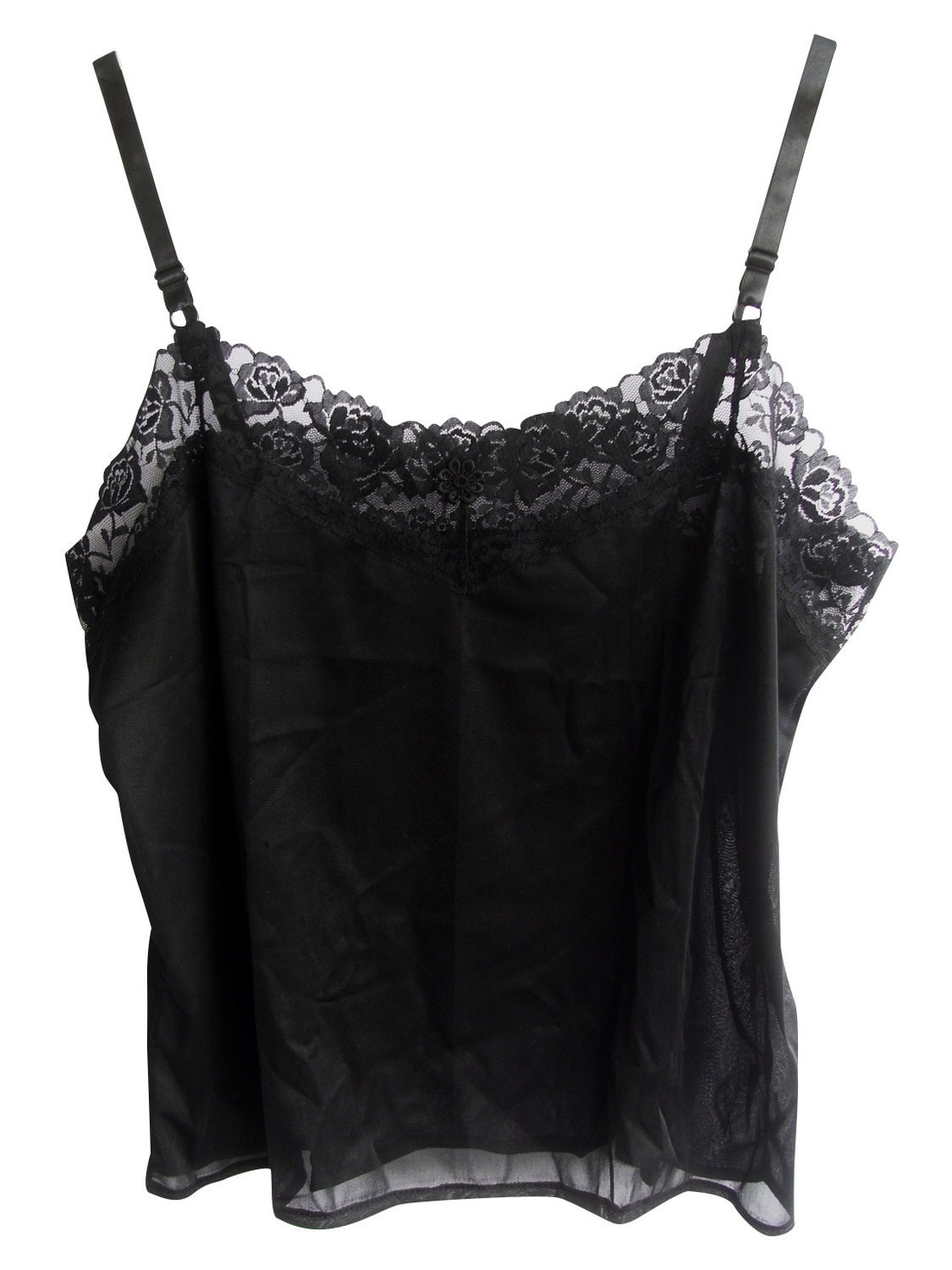 CANBK Black Camisoles Silky Nylon Underwear Women Ladies